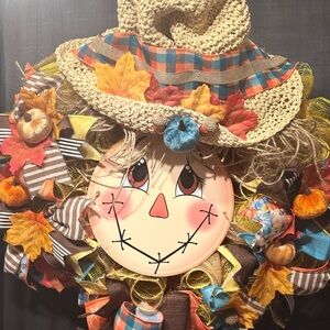 Colorful Scarecrow Wreath with Hat